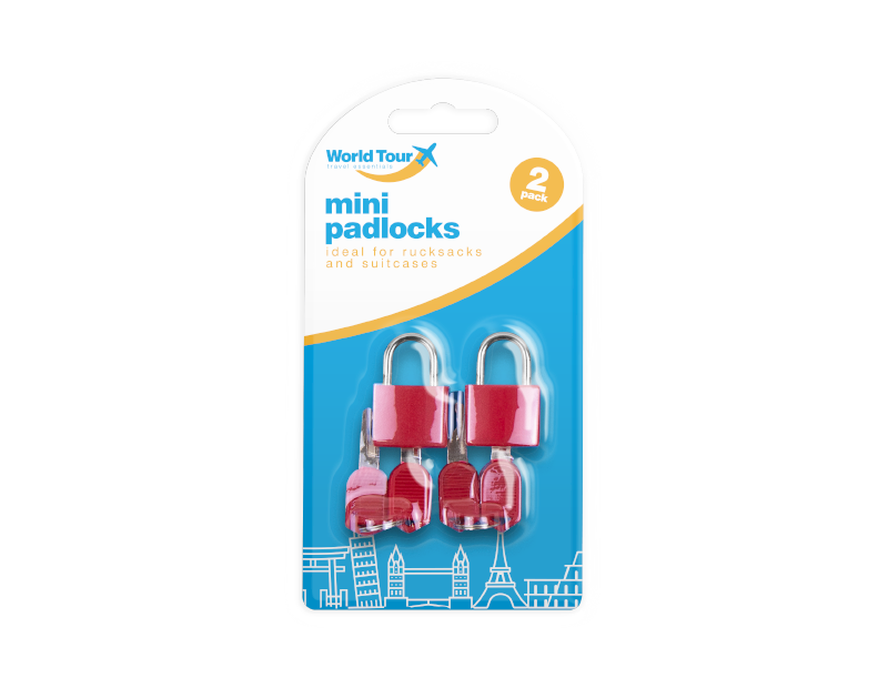 2Pc MINI PADLOCK SET Travel Holiday Suitcase Backpack Security Lock With Keys