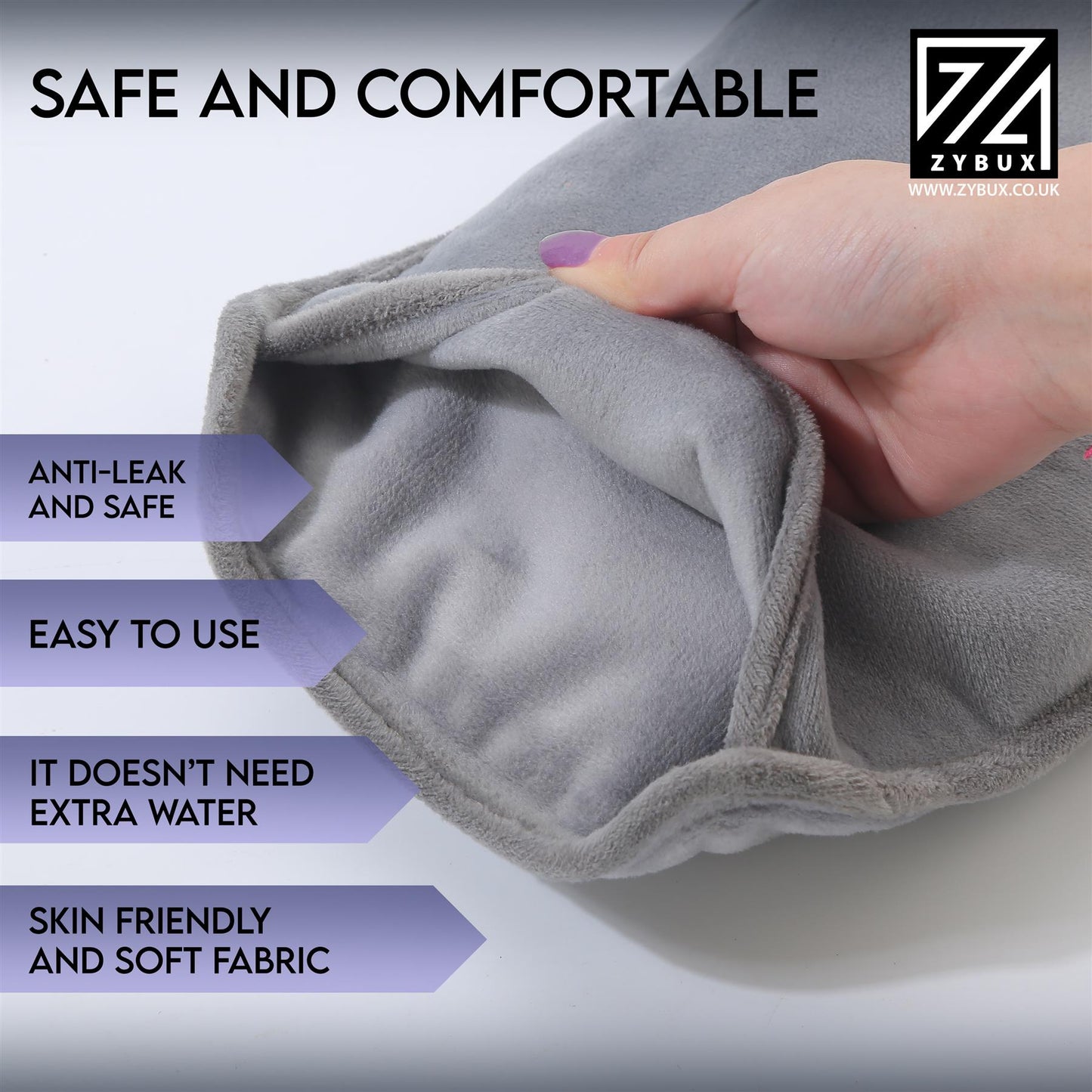 ZYBUX - Rechargeable Electric Hot Water Bottle With Soft Touch Cover