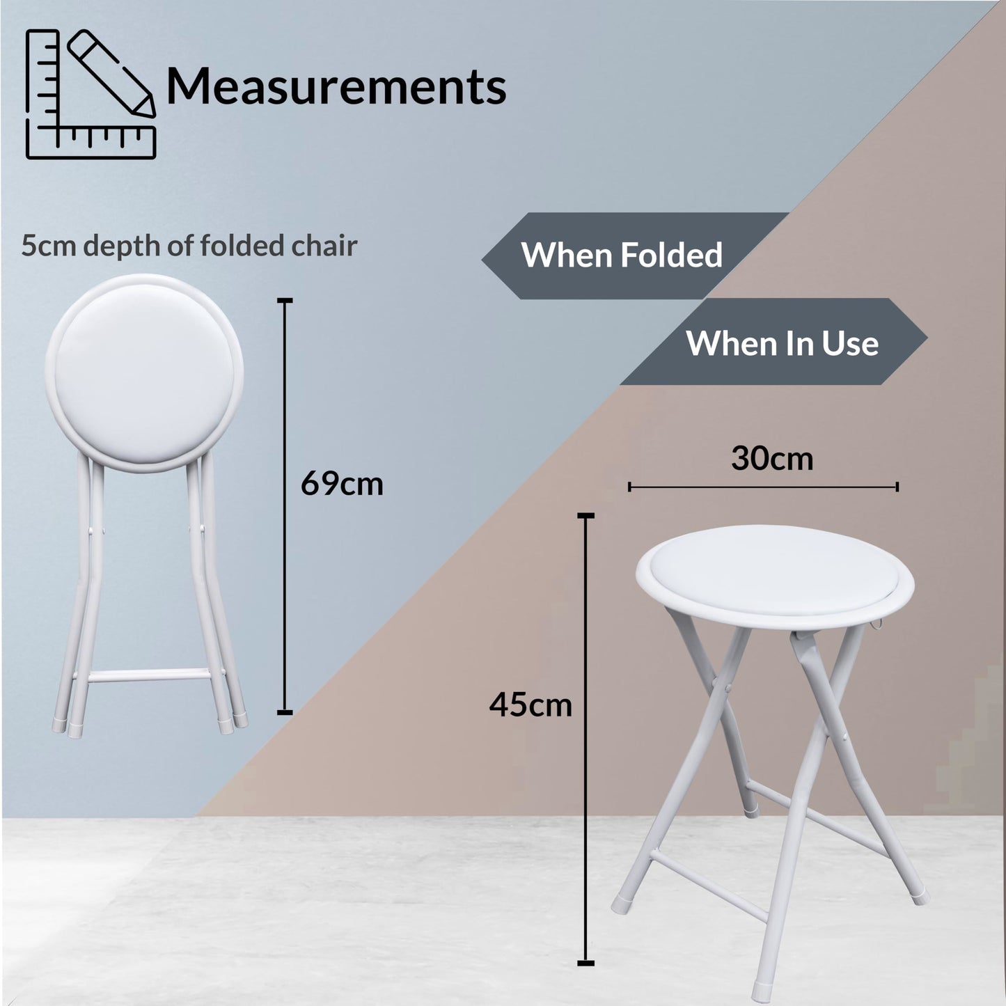 ZYBUX - Portable Round Stool - Folding, Compact, and Versatile for Home Office