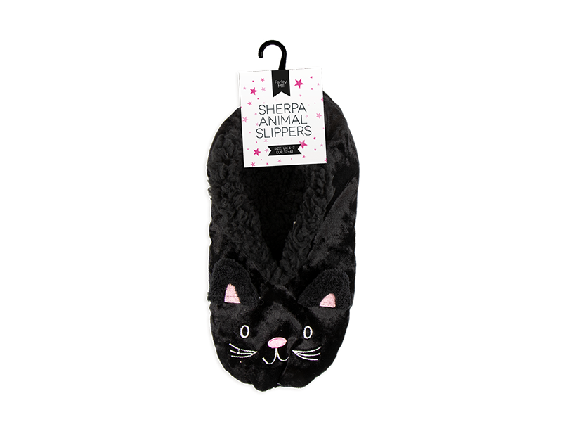 Ladies 3D Slippers Animal Design Sherpa Fleece Lined Gripper Soles Womens 4-7