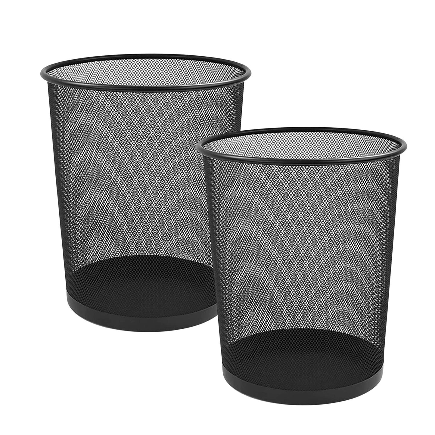 2 x METAL MESH WASTE PAPER BIN FOR OFFICE HOME USE BEDROOM - LIGHTWEIGHT STURDY
