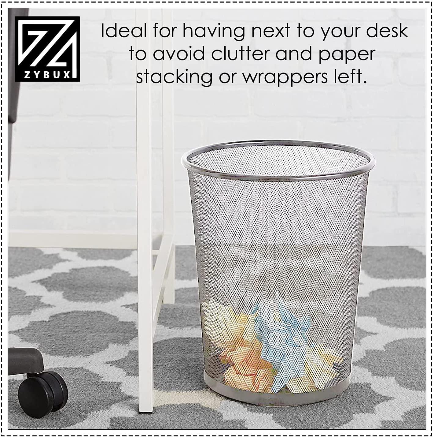 2 x METAL MESH WASTE PAPER BIN FOR OFFICE HOME USE BEDROOM - LIGHTWEIGHT STURDY