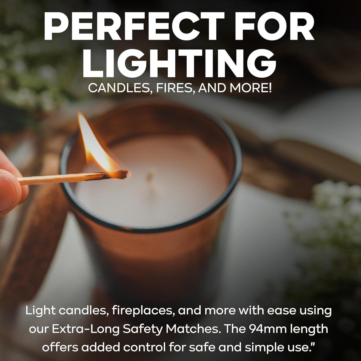 ZYBUX 5X Extra Long Safety Matches Sticks, Slow Burning, Ideal for Candles, Cigar, Fireplaces, Grills
