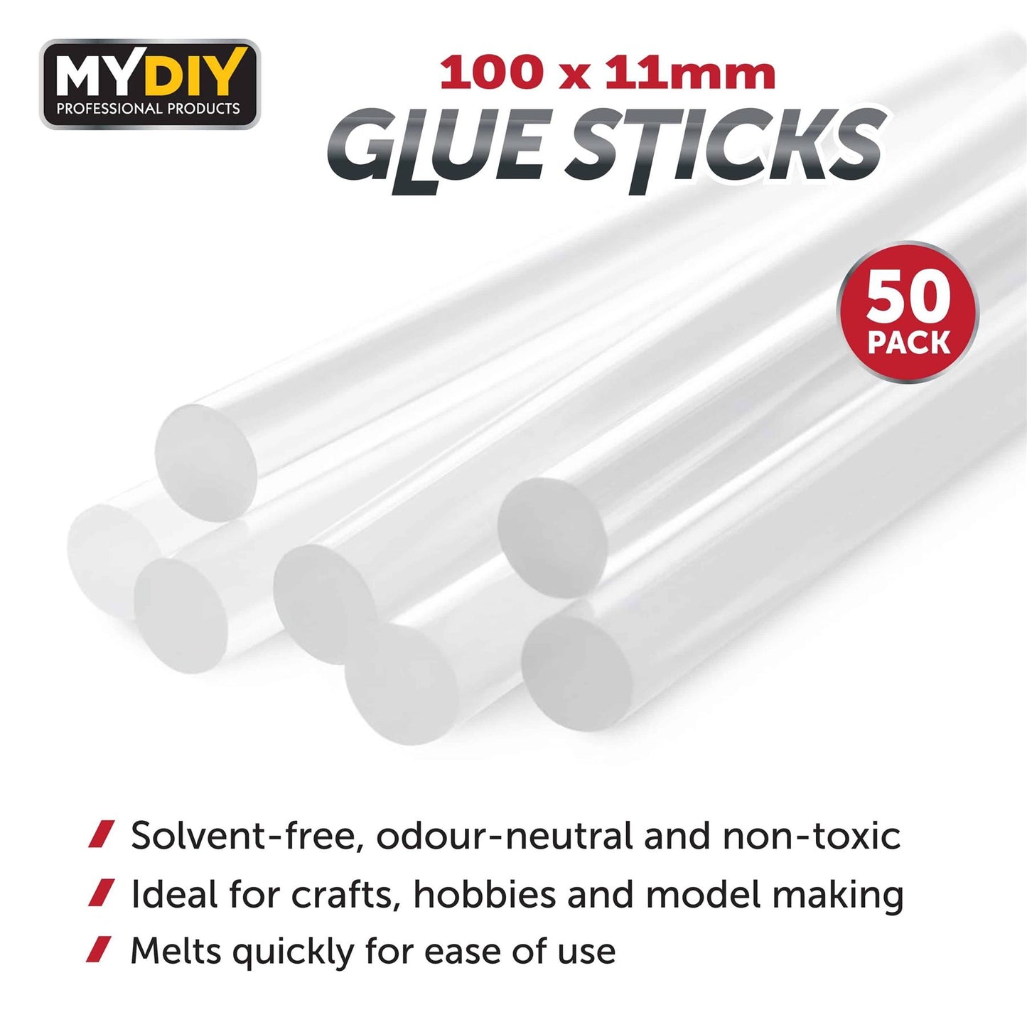 50pcs High-Temperature Resistant Hot Melt Glue Sticks - Strong Adhesive, Transparent, 100 x 11mm Lengths For DIY Crafts, Plastic/Ceramic/Gypsum Board/Window Repair, And More, Hot Glue Sticks
