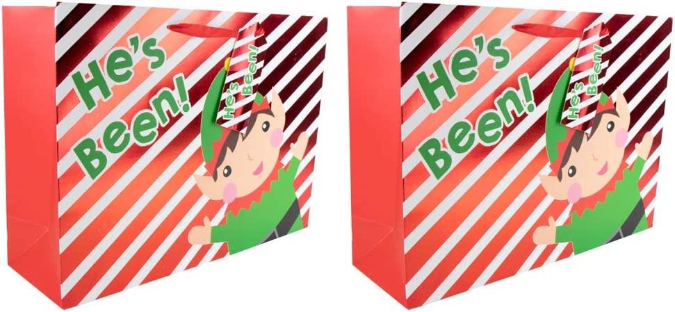2 Pack Medium Christmas Gift Bags - Santa Present Sacks with Tags