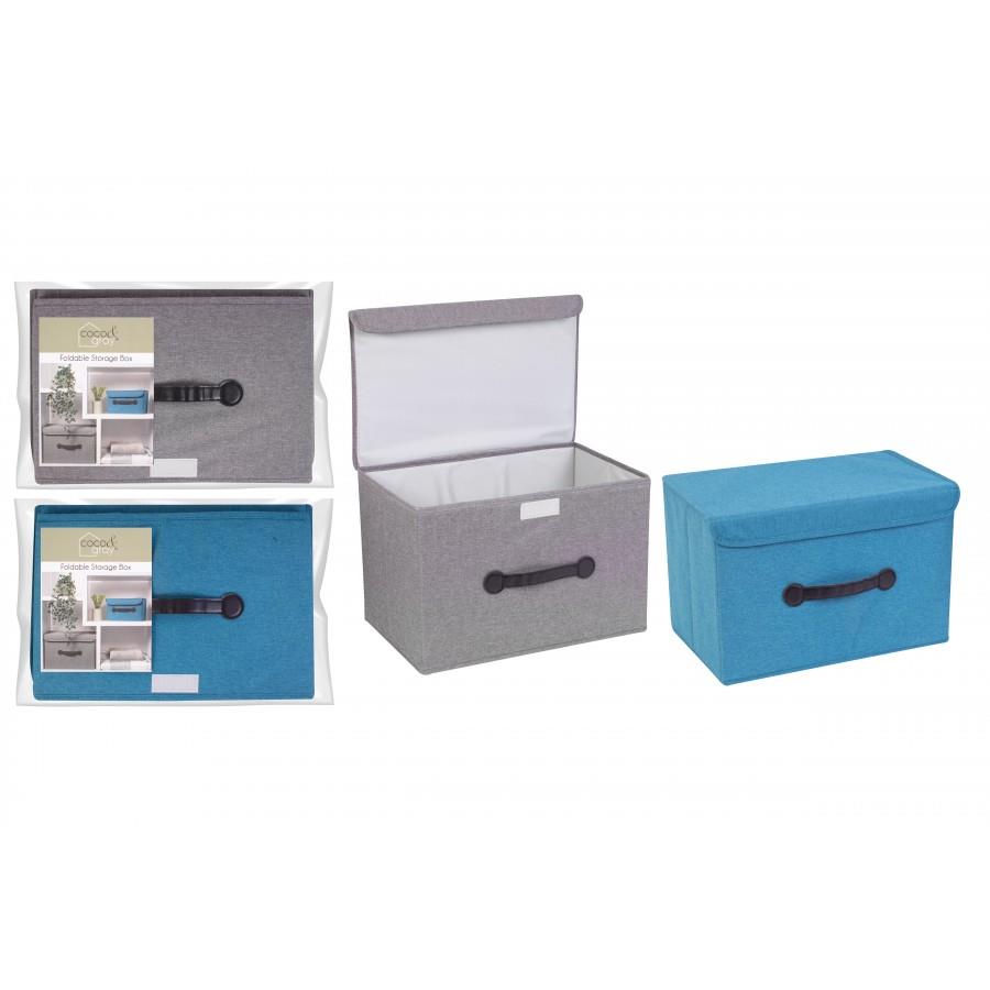 2 X FOLDABLE CANVAS STORAGE COLLAPSIBLE FOLDING BOX FABRIC CUBE CLOTH BASKET BAG