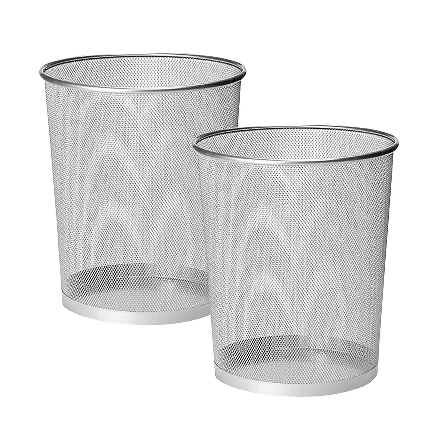 2 x METAL MESH WASTE PAPER BIN FOR OFFICE HOME USE BEDROOM - LIGHTWEIGHT STURDY