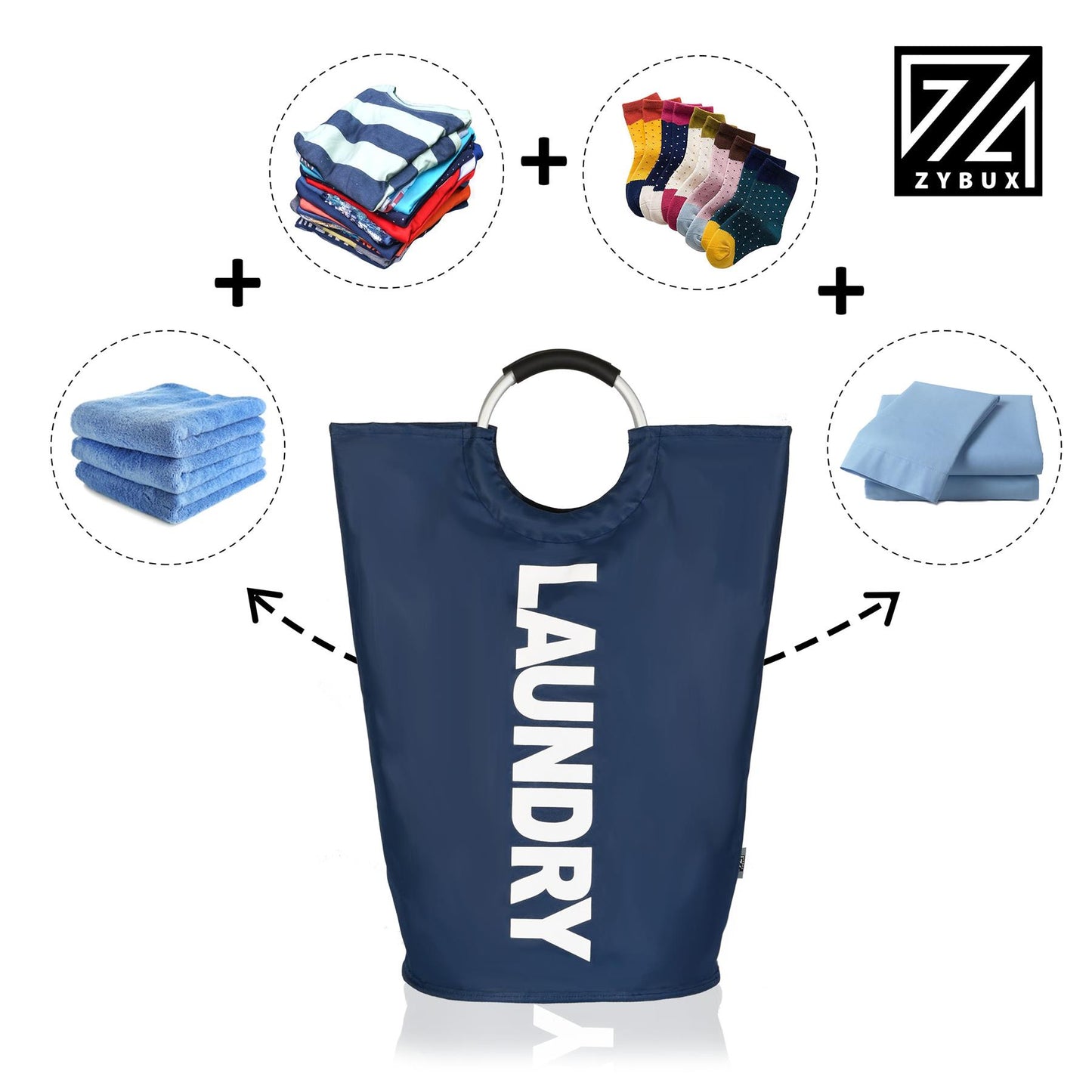 Laundry Basket 82L Collapsible Fabric Hamper, Foldable Clothes Bag, Washing Bin
