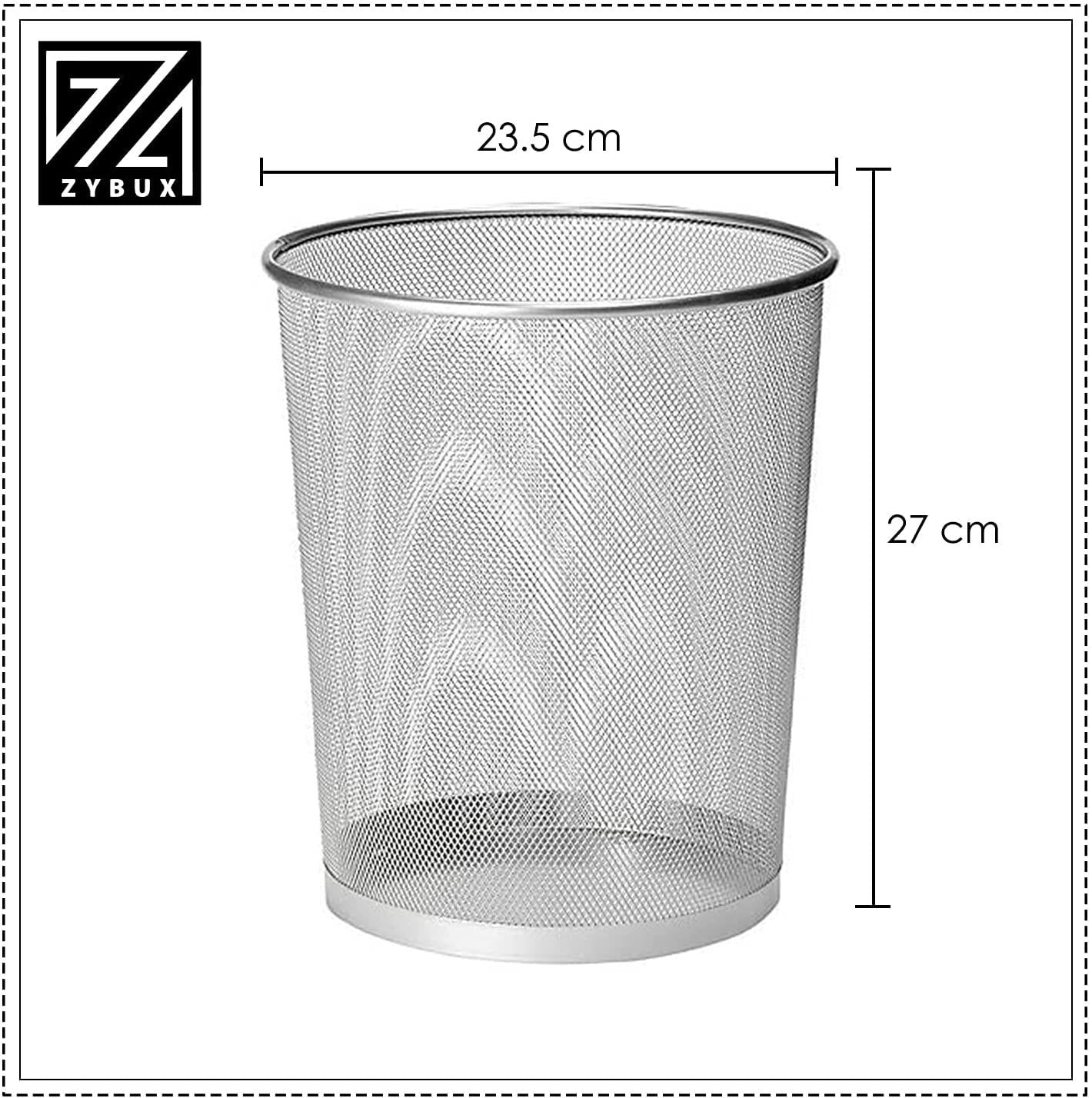 2 x METAL MESH WASTE PAPER BIN FOR OFFICE HOME USE BEDROOM - LIGHTWEIGHT STURDY