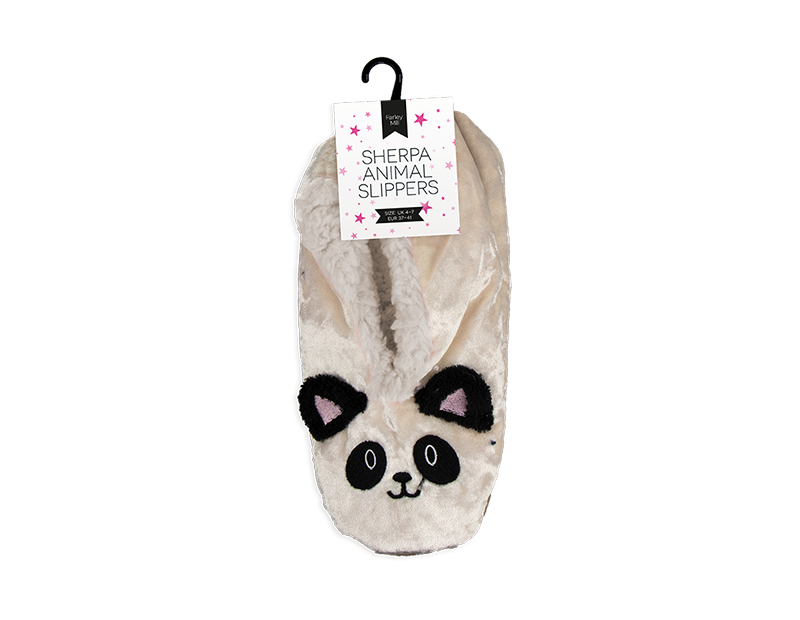 Ladies 3D Slippers Animal Design Sherpa Fleece Lined Gripper Soles Womens 4-7