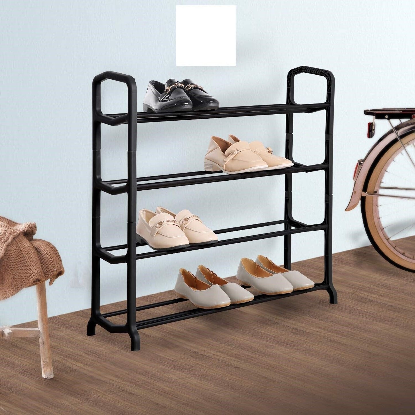 Black SHOE STAND Storage Organiser RACK Lightweight Compact Space Saving Saver