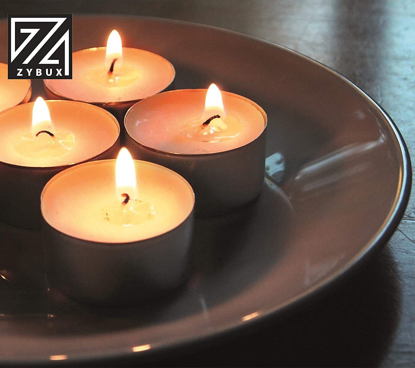100 Tea Light Candles - 4 Hour Long Burn, Unscented Night Lights