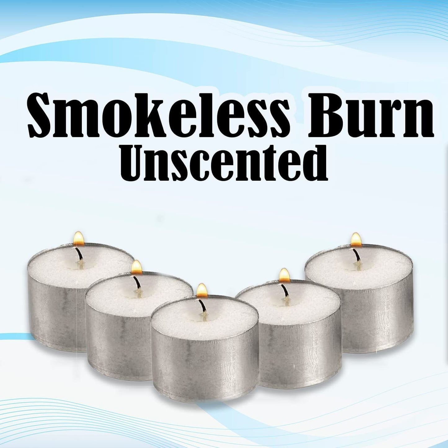 100 Tea Light Candles - 4 Hour Long Burn, Unscented Night Lights