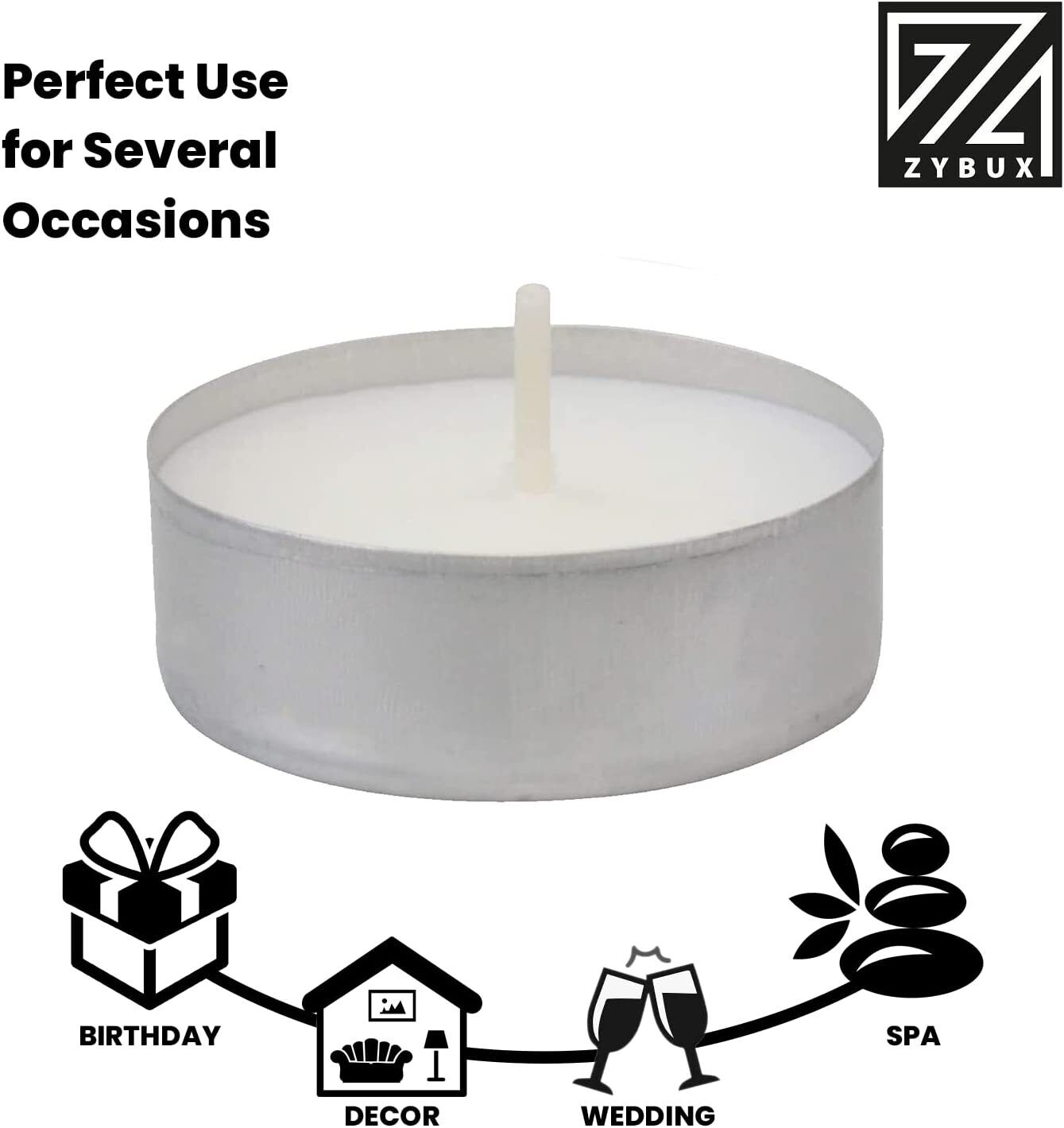 100 Tea Light Candles - 4 Hour Long Burn, Unscented Night Lights