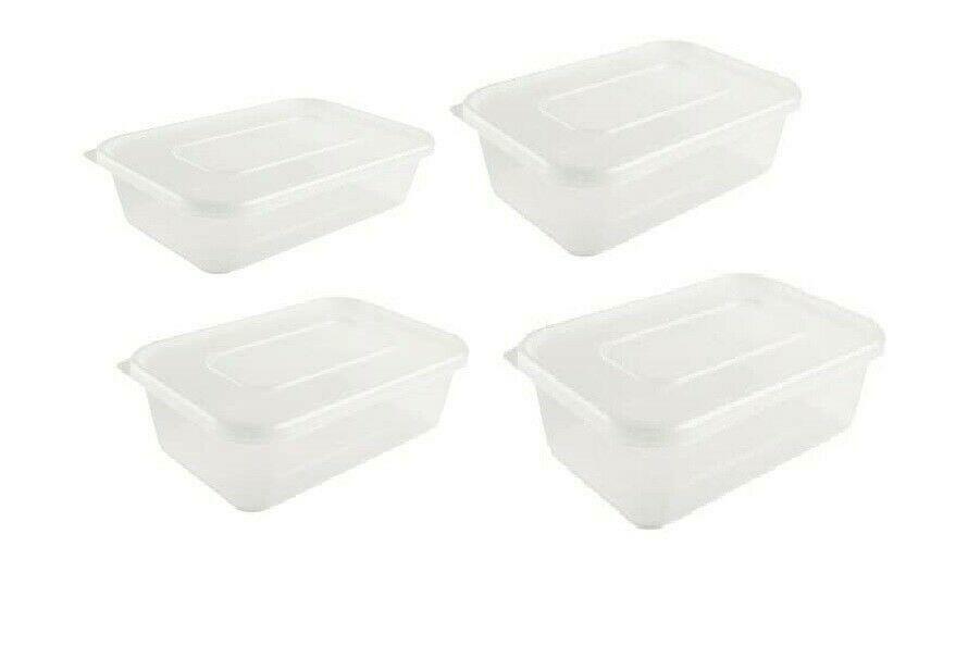 Bulk Plastic Food Containers Tubs Clear Lids Microwave Safe Takeaway 500/650/750