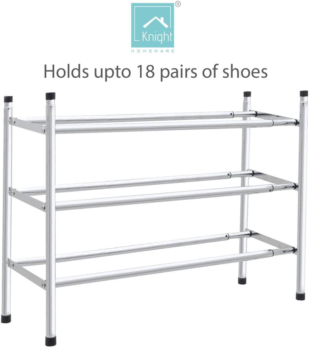 Chrome 3 Tier Shoe Rack Stackable & Extendable Expandable Organiser Shoes Tidy