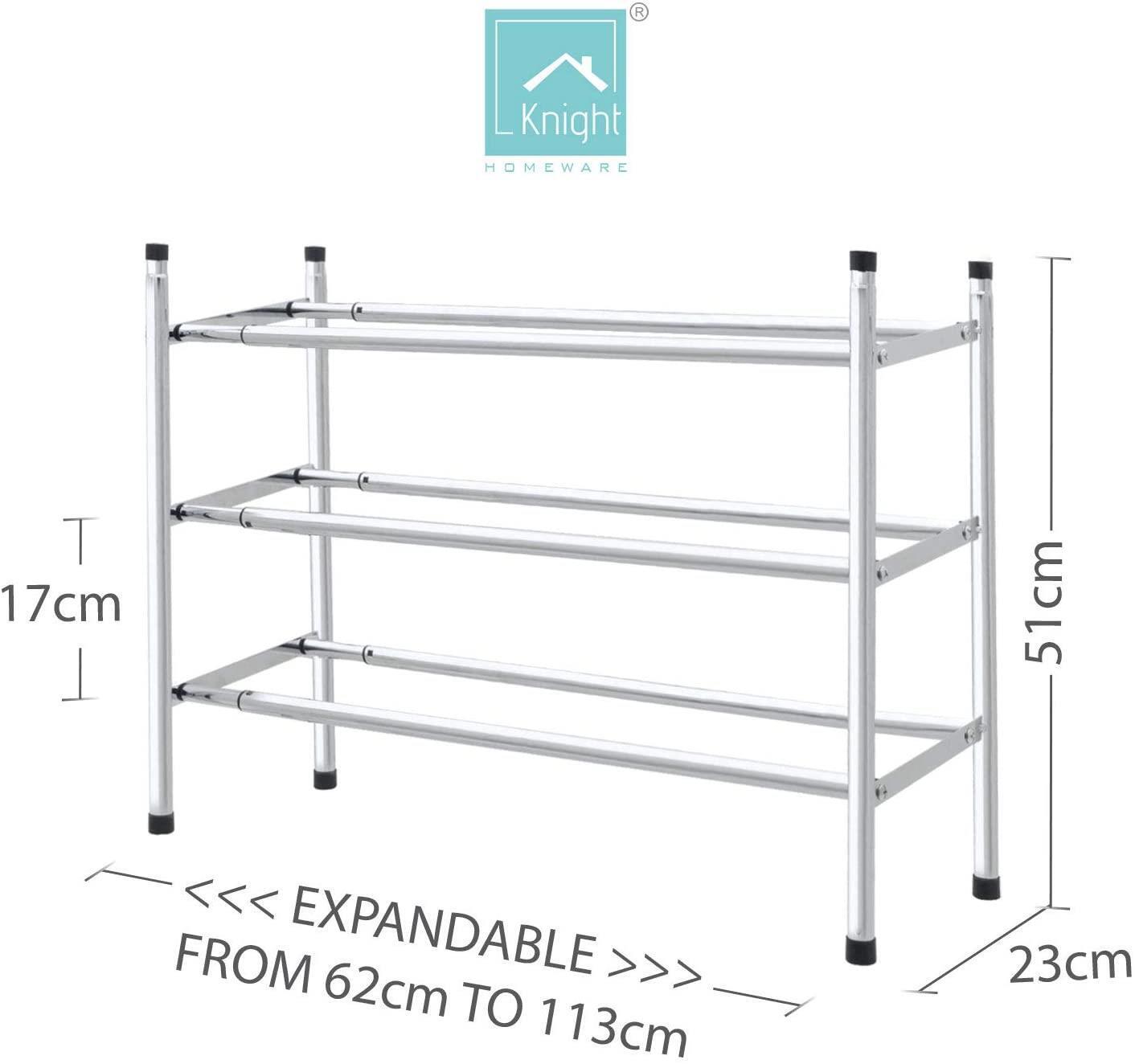 Chrome 3 Tier Shoe Rack Stackable & Extendable Expandable Organiser Shoes Tidy