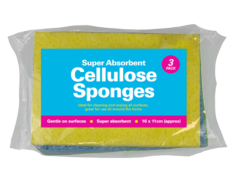 3 Pack Reusable Cellulose Sponge Cleaning Absorbent Wipes Kitchen Dish Clean Pad