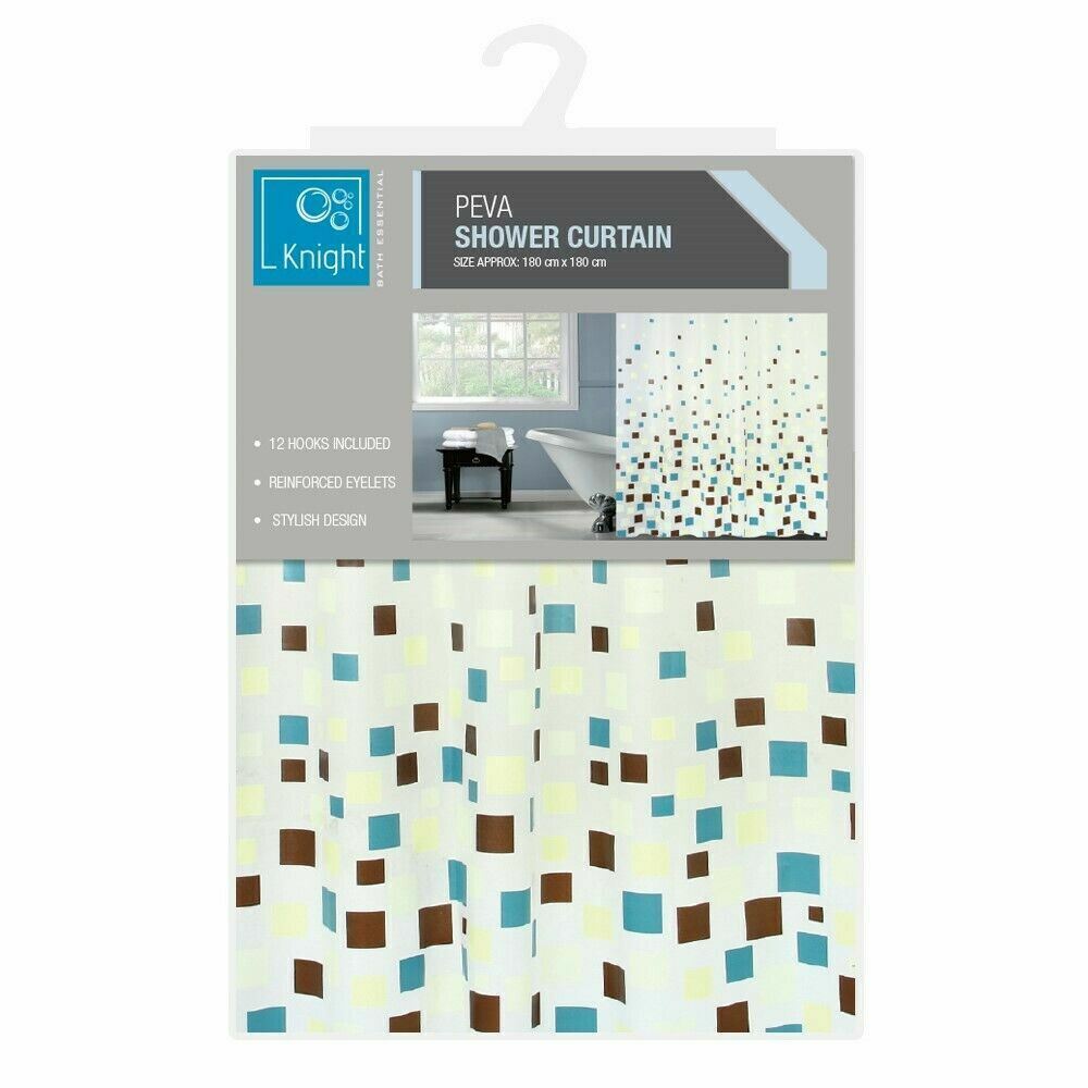 Luxury Modern Bathroom Shower Liner Curtains Extra Long with Hooks 180 x 180cm