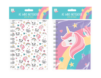 Kids A5 Rainbow Unicorn Notebook 60 Sheets 120 Pages Hard Backed Cover 70gsm