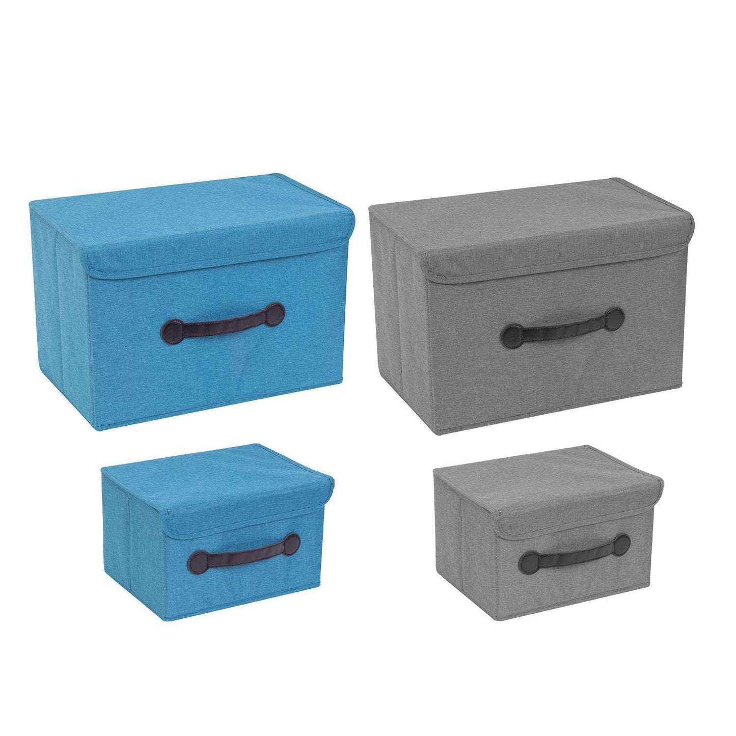 2 X FOLDABLE CANVAS STORAGE COLLAPSIBLE FOLDING BOX FABRIC CUBE CLOTH BASKET BAG