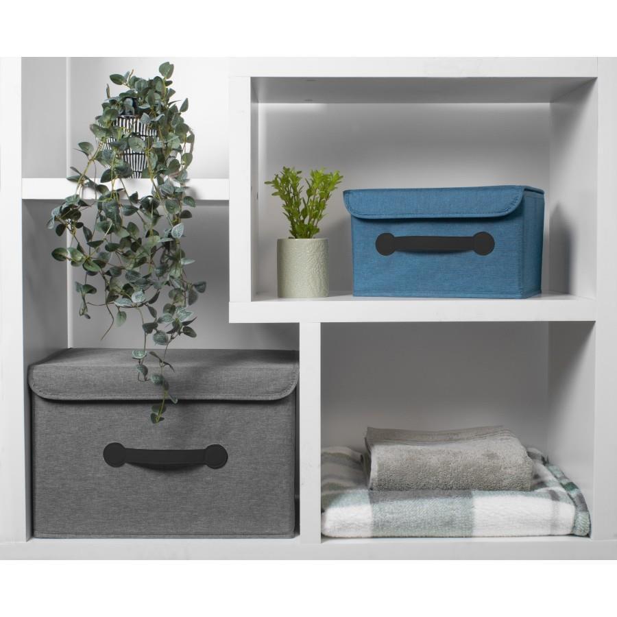 2 X FOLDABLE CANVAS STORAGE COLLAPSIBLE FOLDING BOX FABRIC CUBE CLOTH BASKET BAG