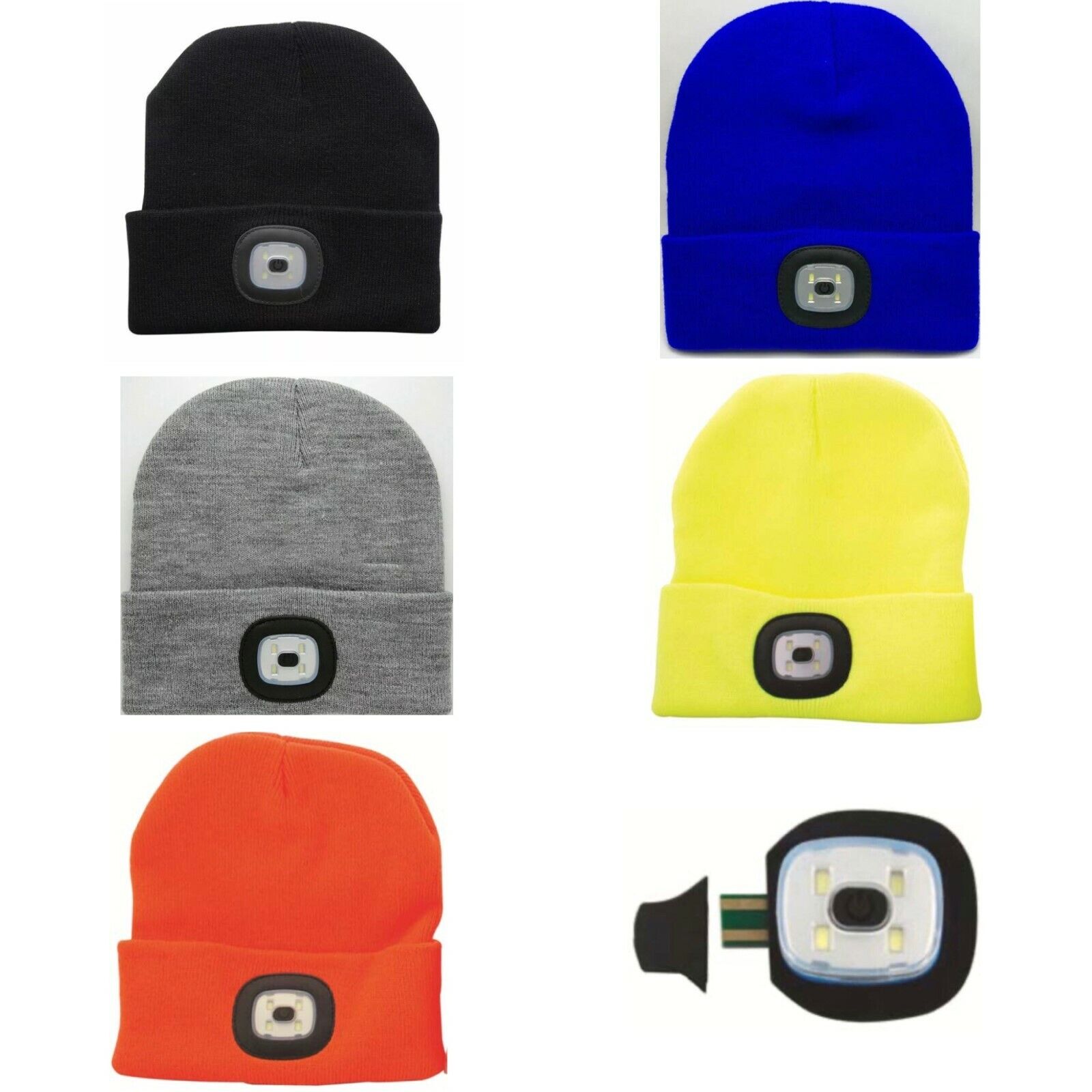 Knitted Wooly Beanie Hat With LED Light Unisex Warm High Powered Head Torch Lamp - ZYBUX