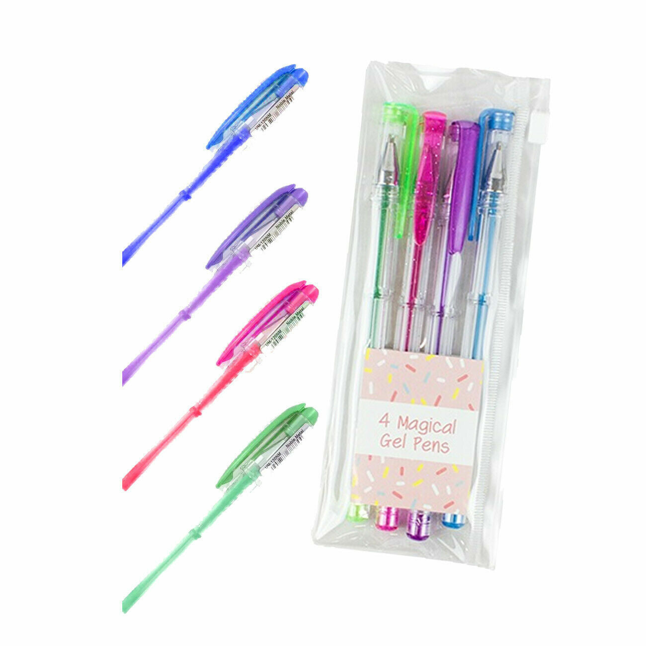 4 Gel Pen Set Magic Pastel Glitter Neon Pens For Adult Kids Colouring Book