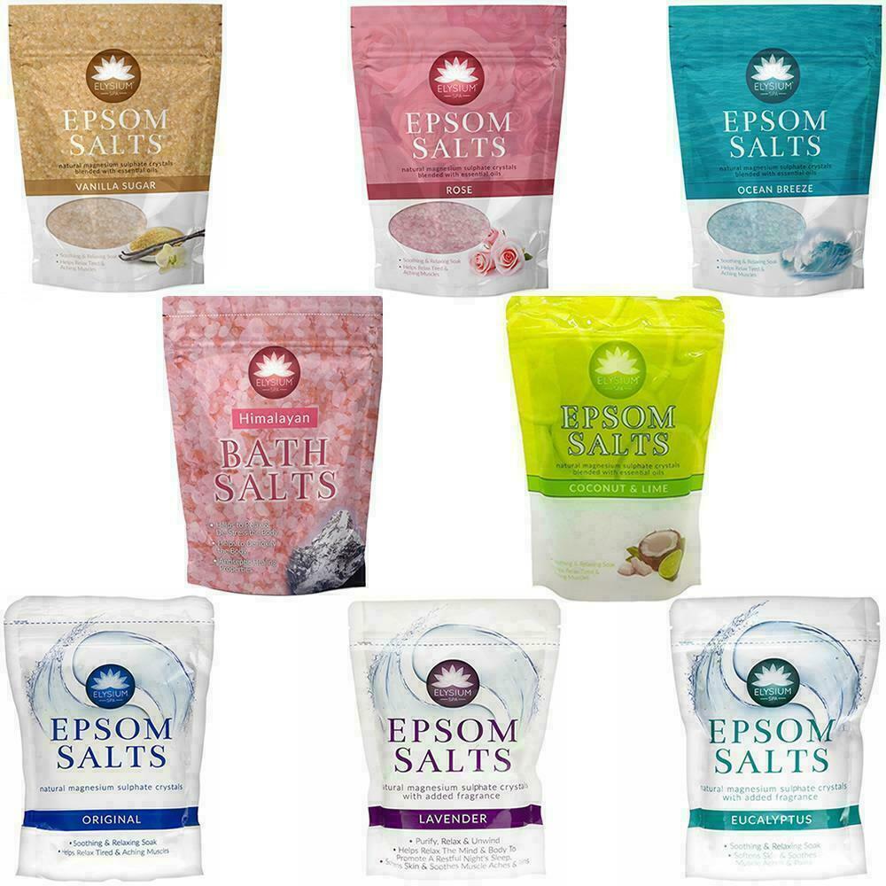 3 x Elysium Spa Epsom Bath Salts Natural Magnesium Sulphate Relax Muscle Pain