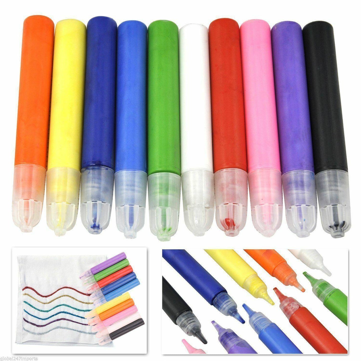 8 PACK FABRIC PAINTS PENS PERMANENT T-SHIRT CLOTHES ASSORTED COLOURS UK