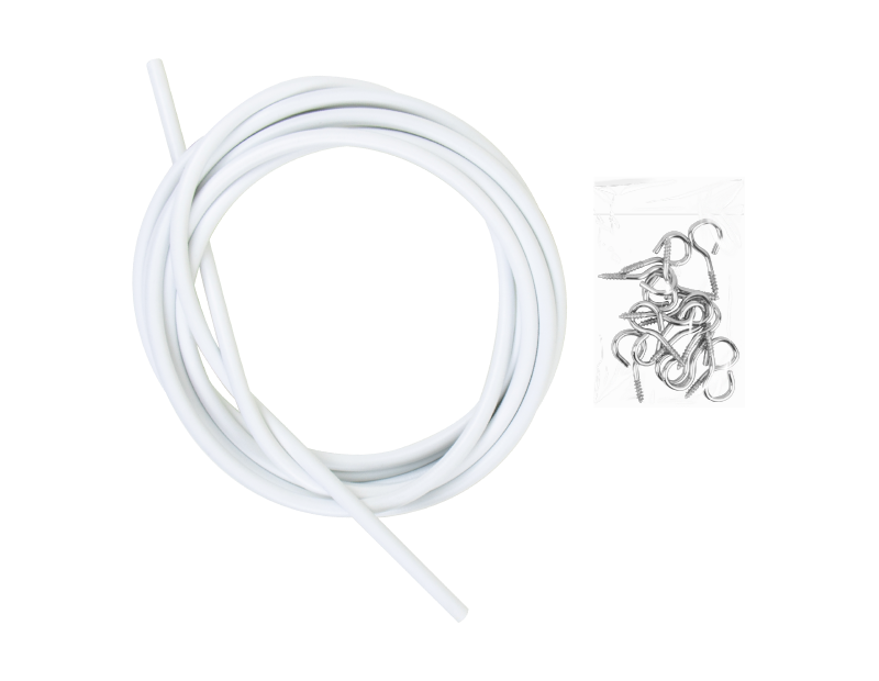 🔥White Net Curtain Wire Cord Cable with Hooks and Eyes Fittings Window Door DIY