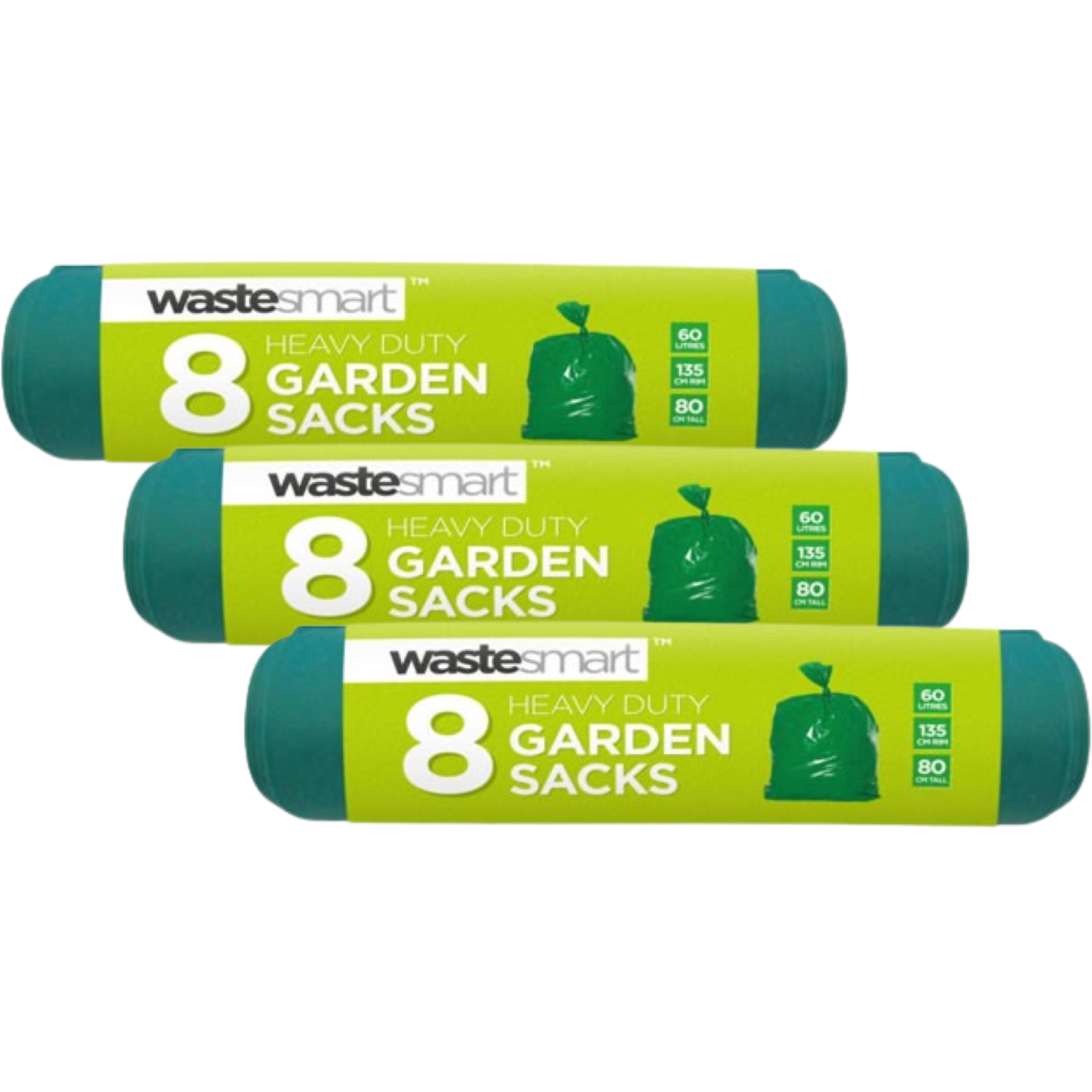 24/48 Large Garden Waste Sacks Rubbish Bags Green 60L Heavy Duty Tie Handles