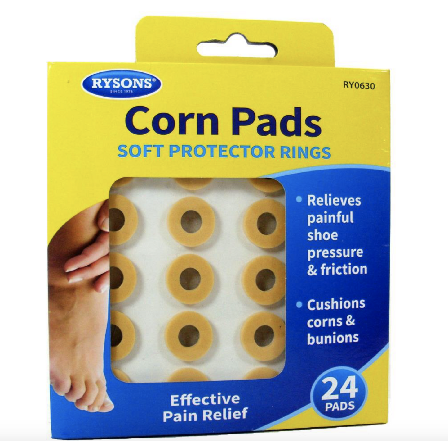CORN PADS FOOTCARE SOFT PROTECTOR RINGS PAIN RELIEF SHOE COMFORT FOAM PAD 24 PCS