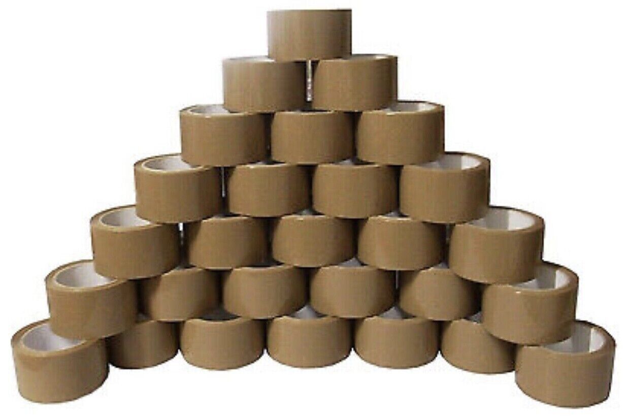 6x Brown Parcel Packing Removal Tape Bulk Rolls 48mm x 66M Packaging Sealing