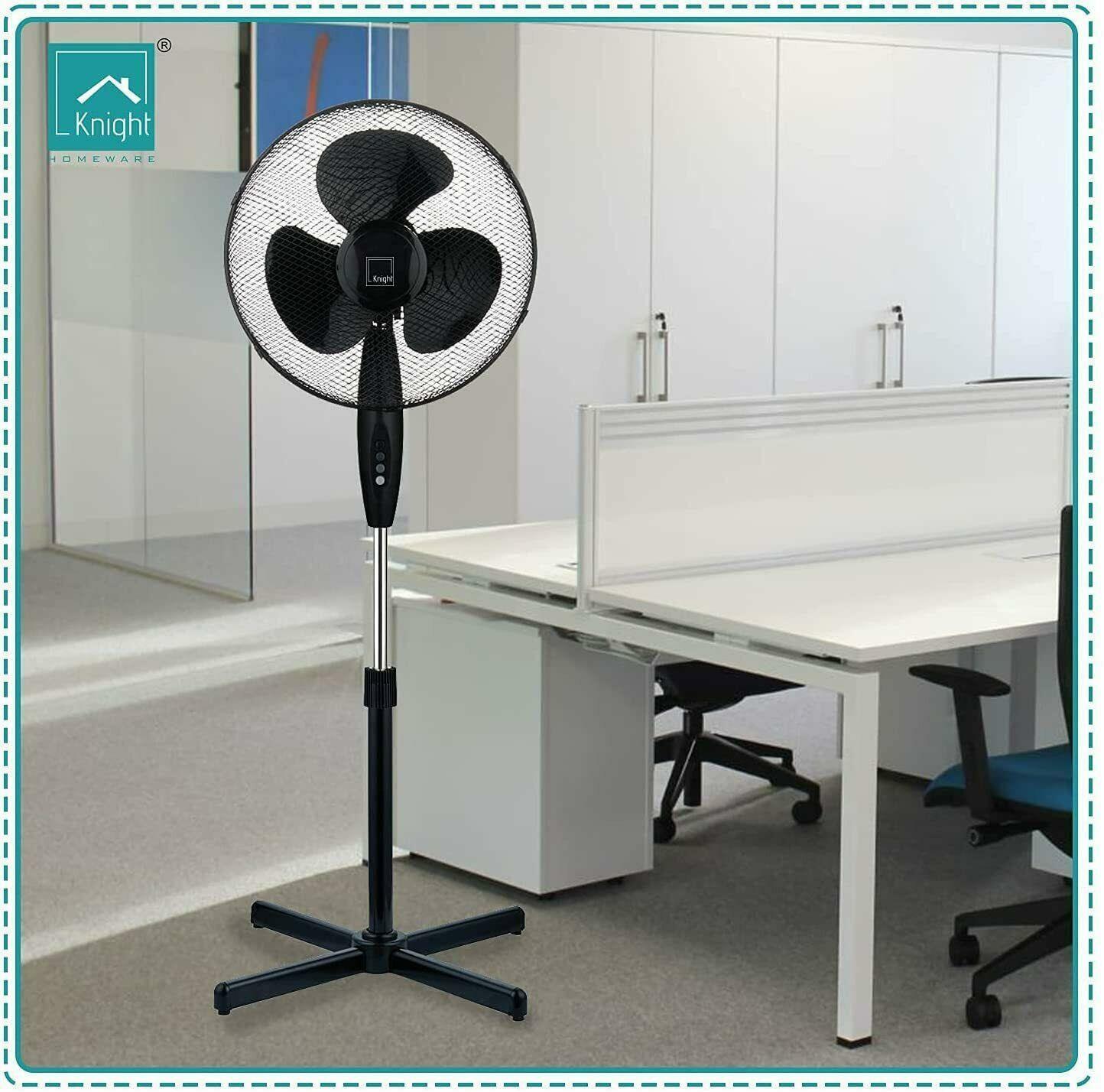 Floor Standing Pedestal Fan 16 Inch Oscillating Electric 3 Speed Black