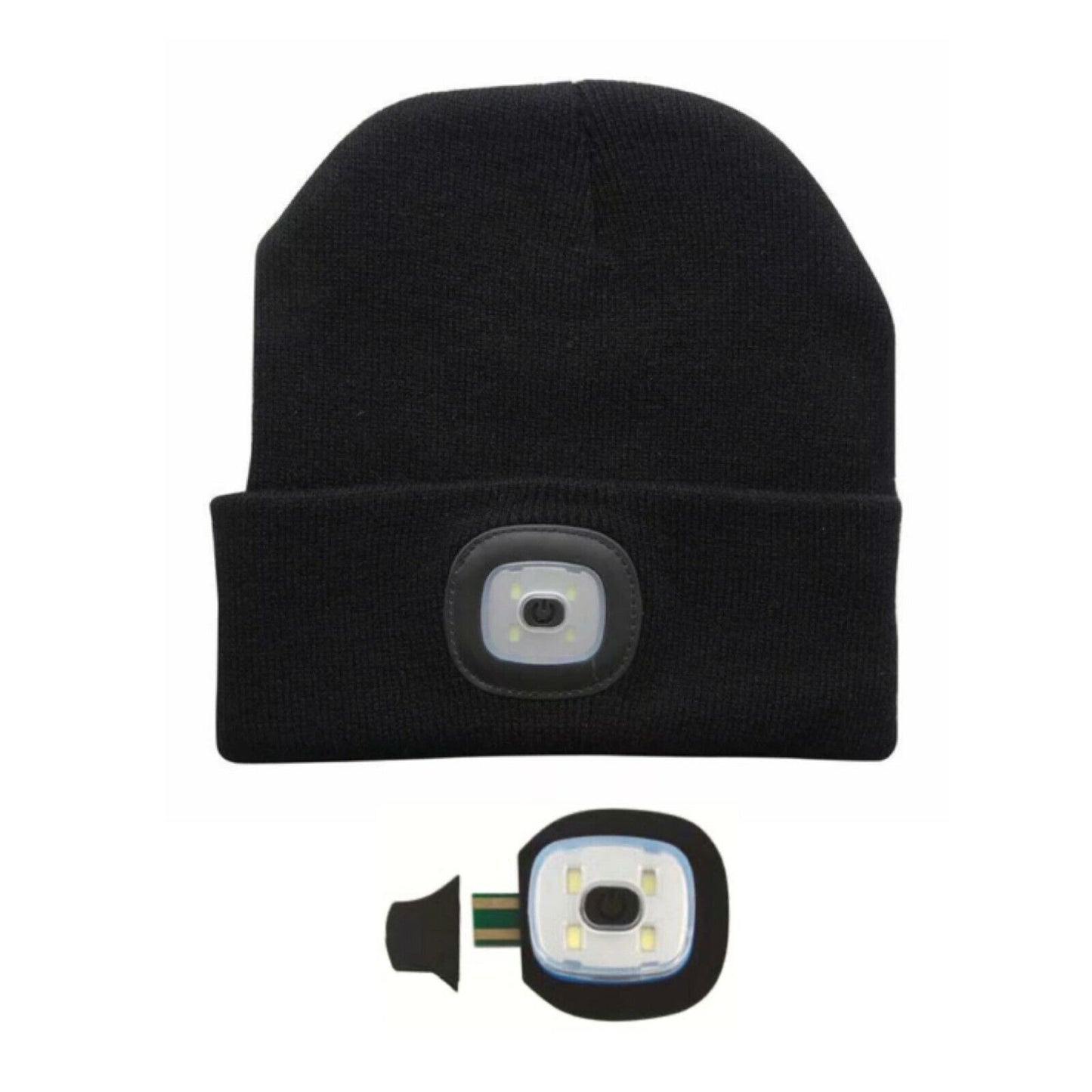 Knitted Wooly Beanie Hat With LED Light Unisex Warm High Powered Head Torch Lamp - ZYBUX