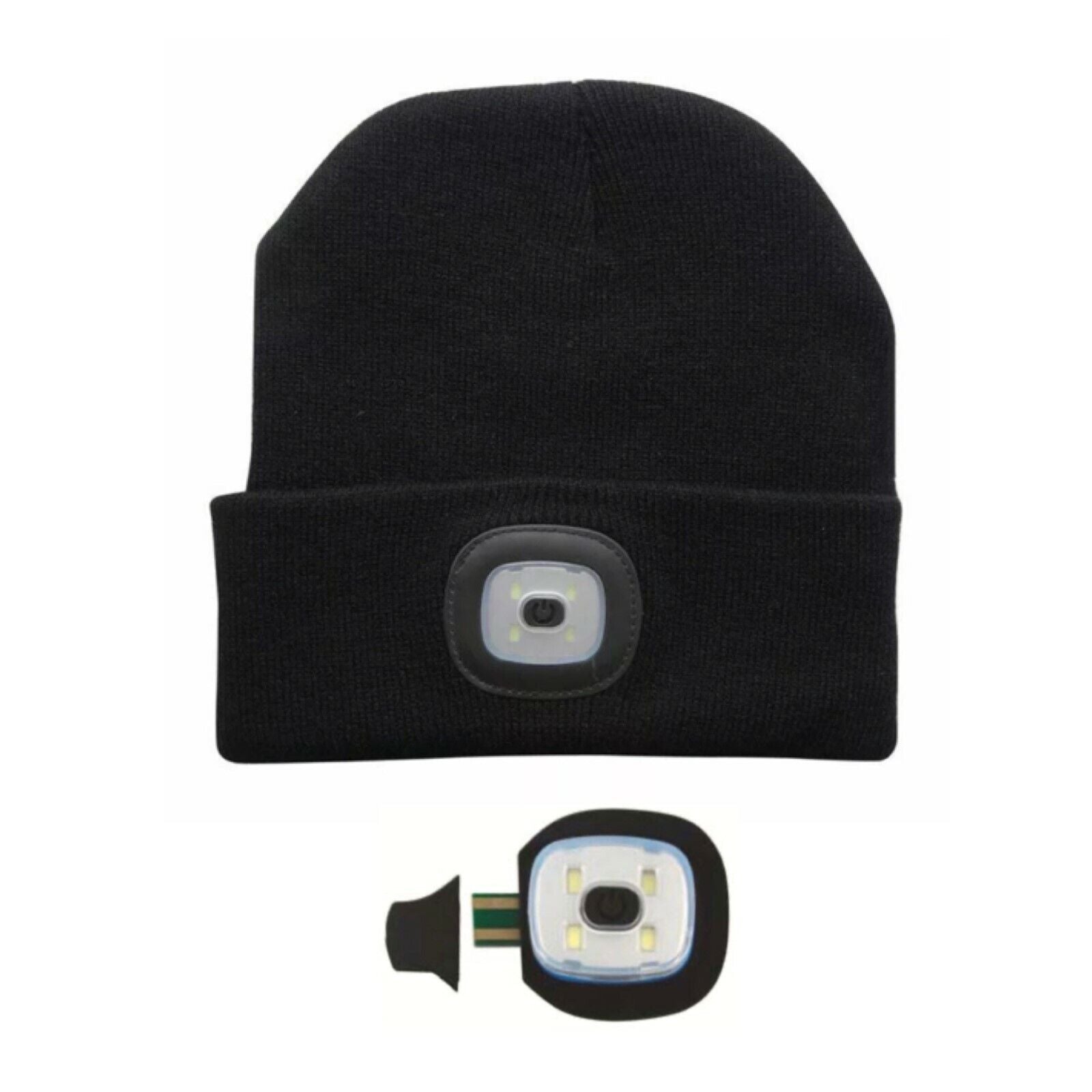 Knitted Wooly Beanie Hat With LED Light Unisex Warm High Powered Head Torch Lamp - ZYBUX