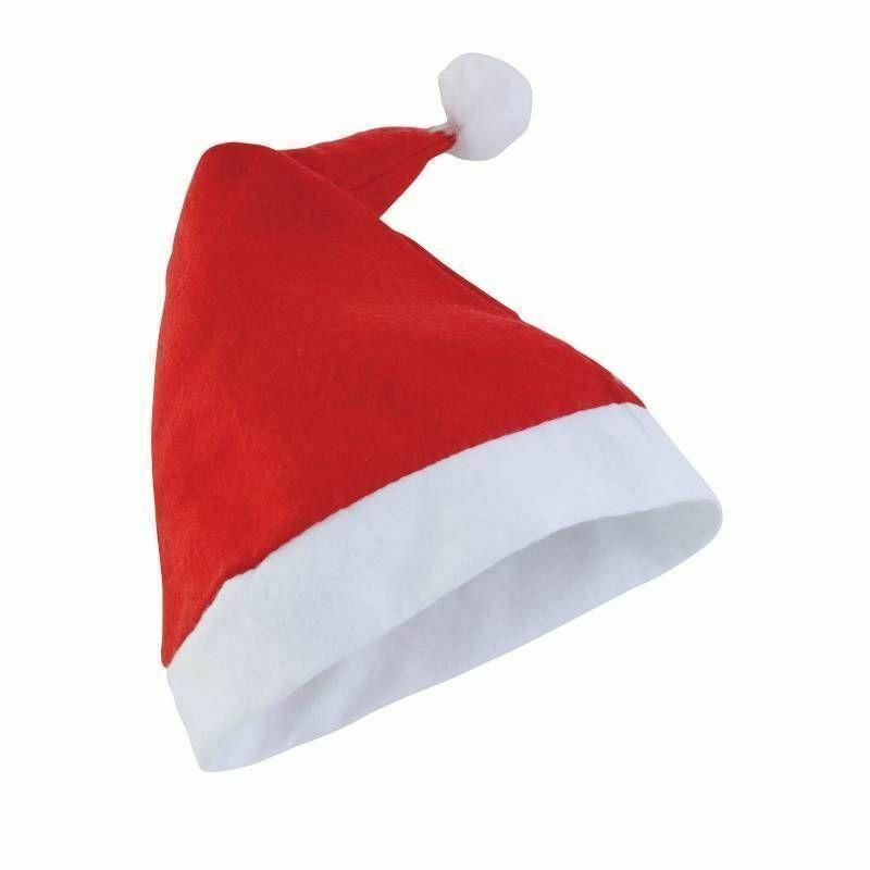 2 Unisex Father Christmas Hat XMAS Santa Adult Size Hat With White Plush