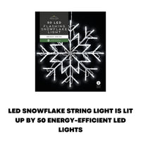 50 LED Snowflake String Lights Christmas Window Light Curtain Fairy Star Decor - ZYBUX