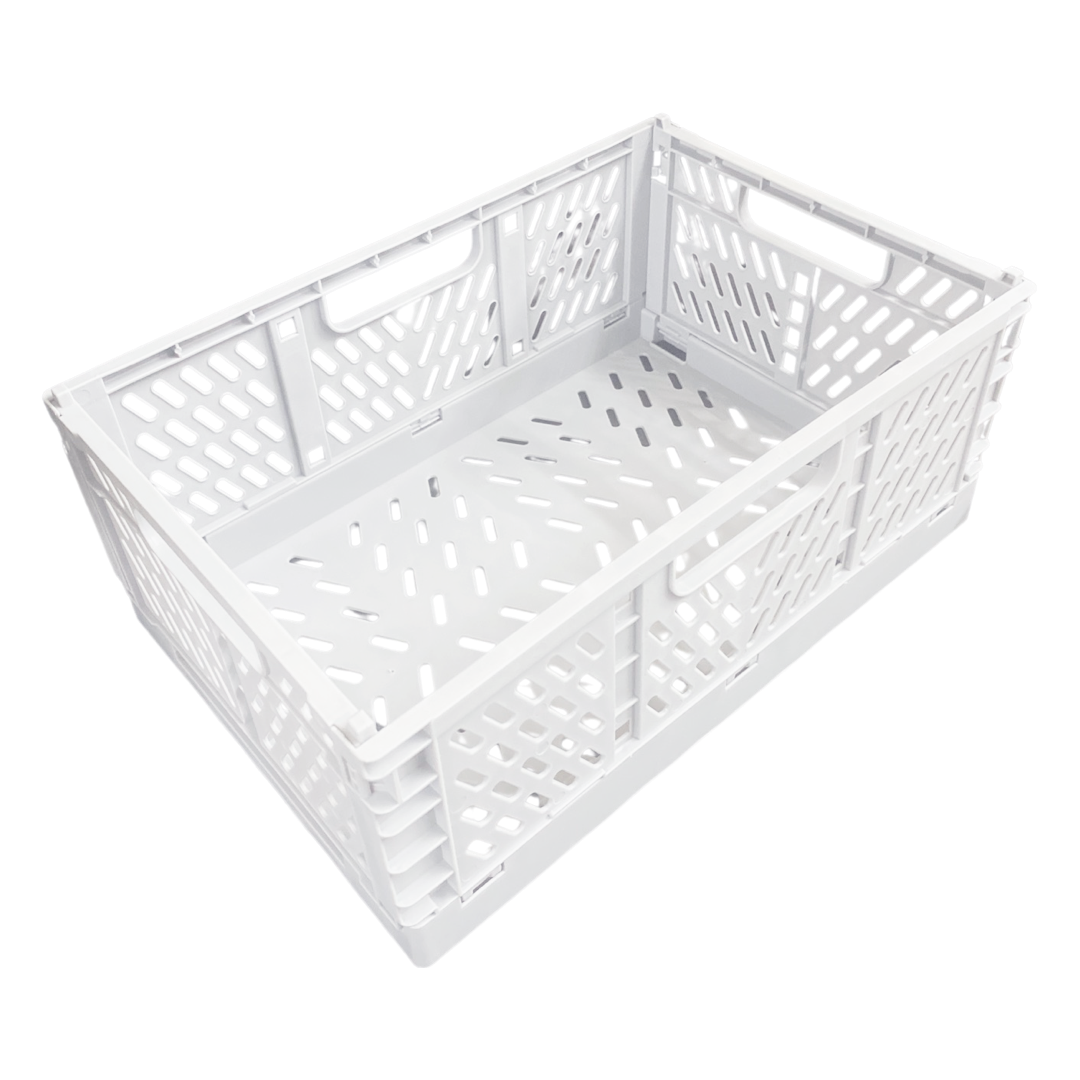 2pcs Folding Collapsible Plastic Storage Crates Boxes Cosmetic Stackable Basket - ZYBUX