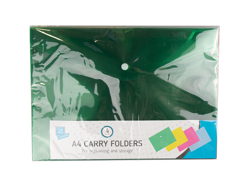 4x A4 Document Wallets Press Button Files Folders