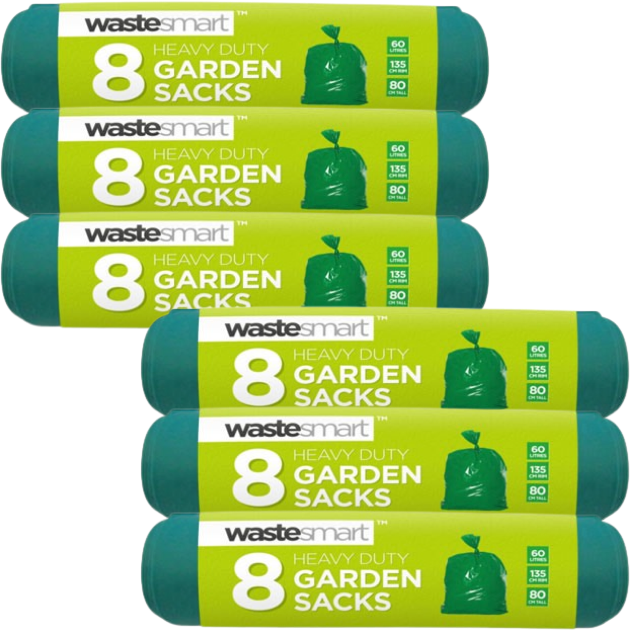 24/48 Large Garden Waste Sacks Rubbish Bags Green 60L Heavy Duty Tie Handles