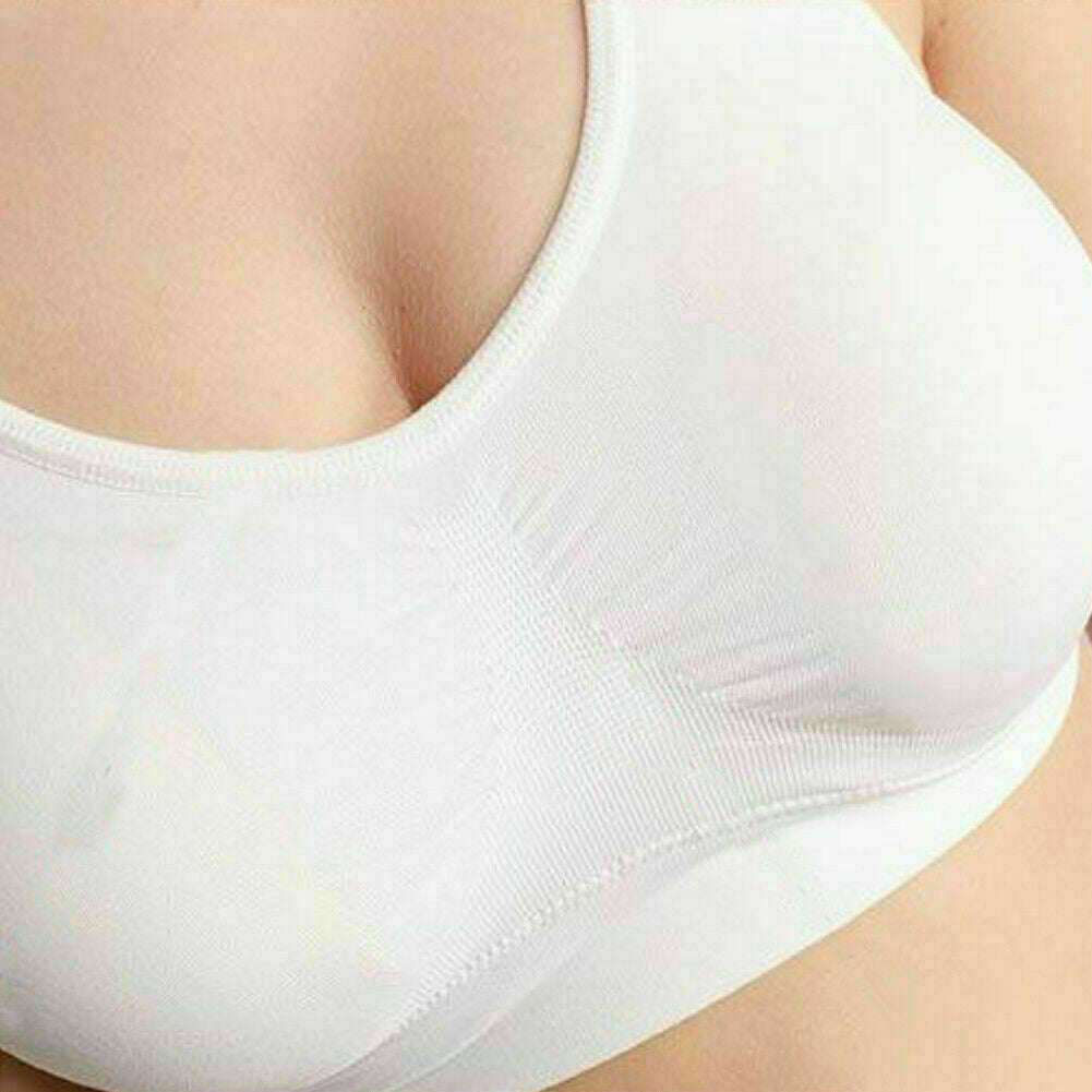 WHITE Seamless SPORTS STYLE BRA Crop Top Vest Comfort Stretch Bras Shape Wear UK