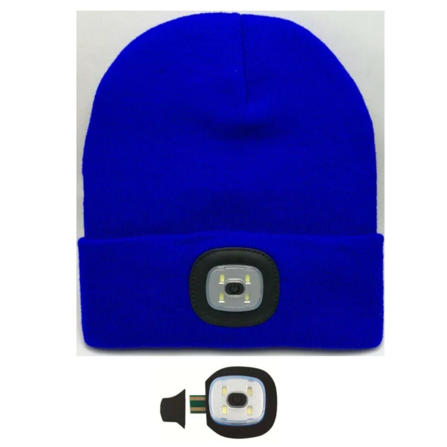 Knitted Wooly Beanie Hat With LED Light Unisex Warm High Powered Head Torch Lamp - ZYBUX