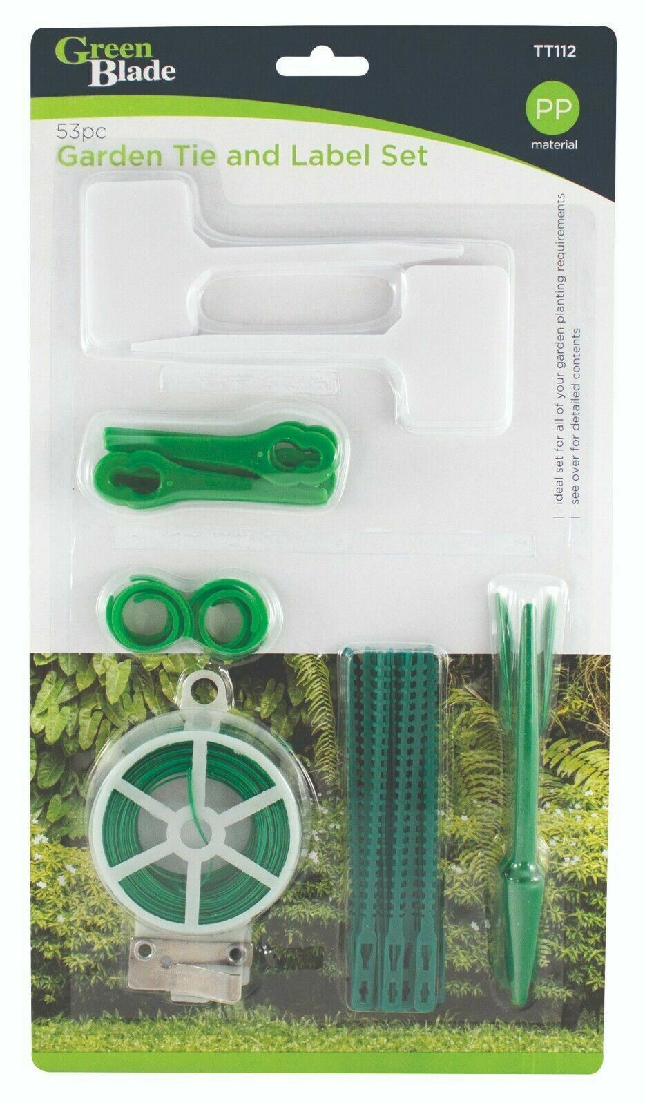 53pc Garden Plant Accessories Labels Cable Ties Clips Flower Support Wire Rope