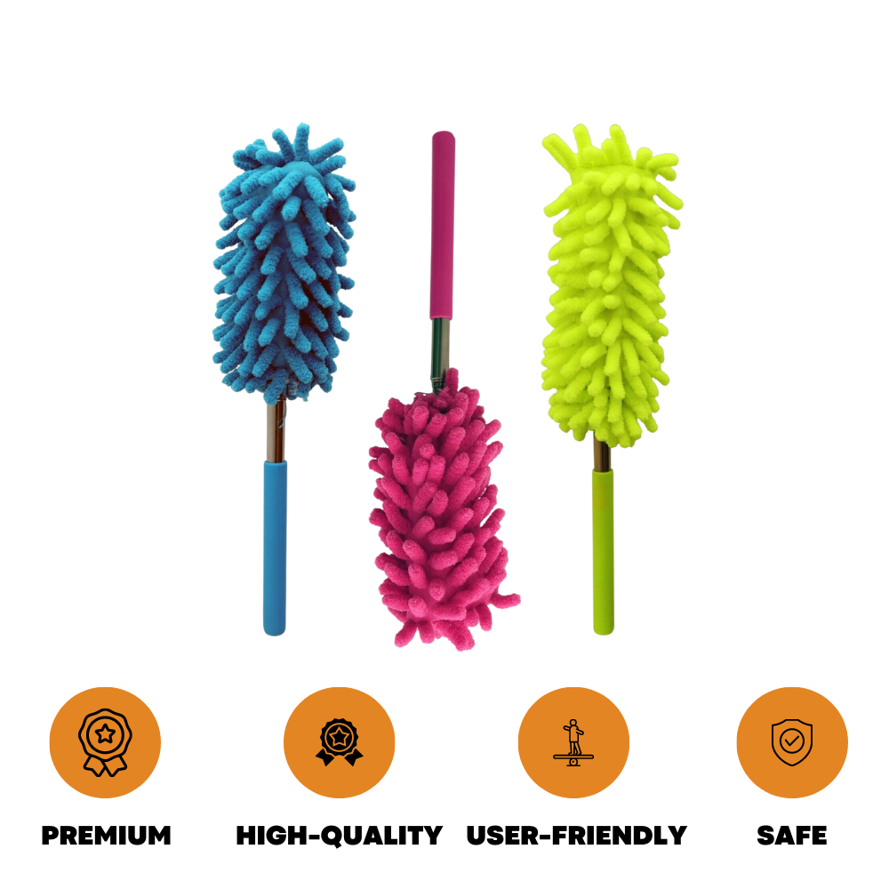 3 Extendable Telescopic Magic Microfibre Cleaning Feather Duster Extending Brush - ZYBUX