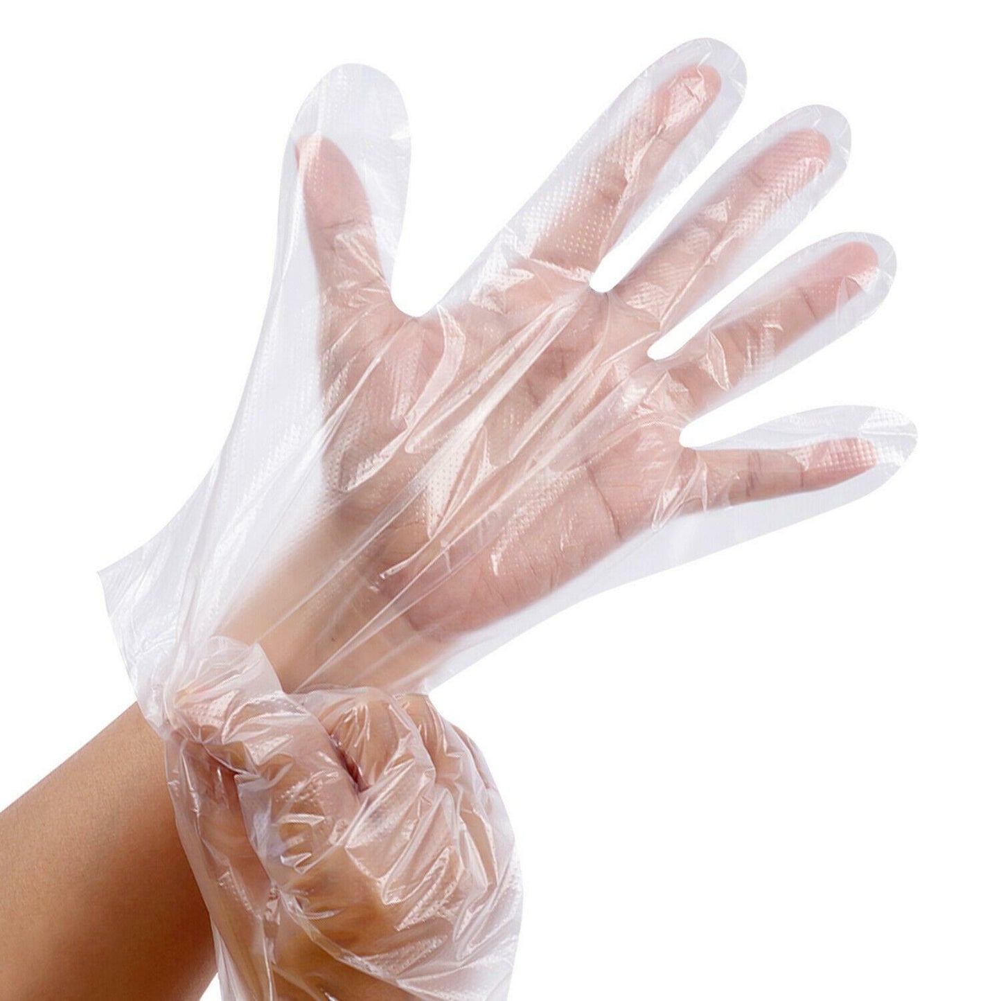 100pk Disposable Plastic Gloves PE Polythene Clear Catering Food Car Safe Prep