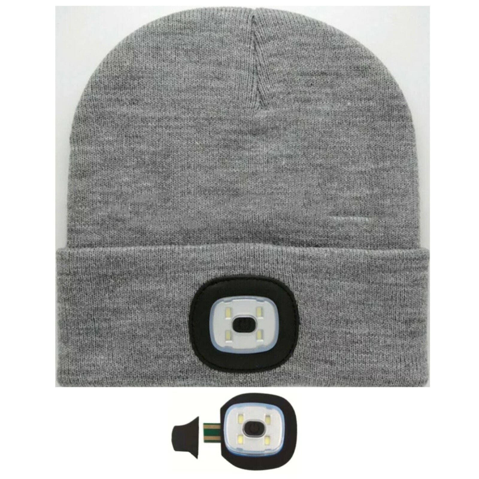 Knitted Wooly Beanie Hat With LED Light Unisex Warm High Powered Head Torch Lamp - ZYBUX
