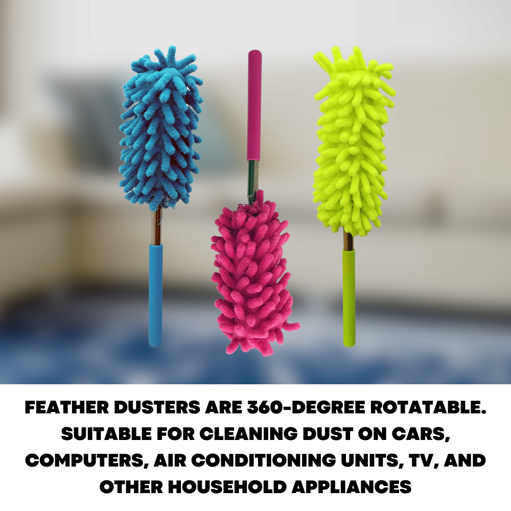 3 Extendable Telescopic Magic Microfibre Cleaning Feather Duster Extending Brush - ZYBUX