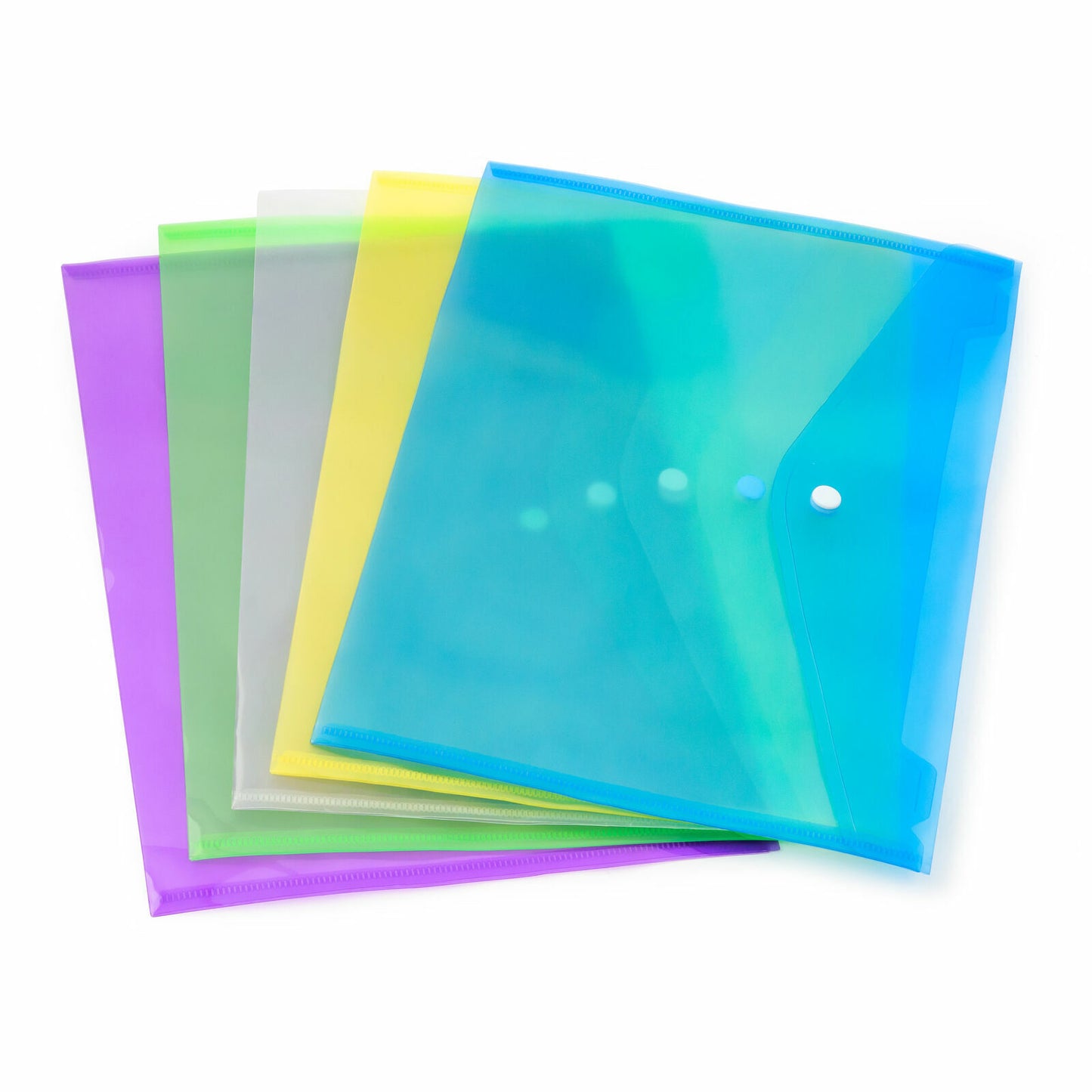 4 X A4 Plastic WALLETS Stud Document Wallet File FOLDERS Filing School Office
